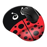 FINCIBO Red Ladybug Comfortable Wrist Support Mouse Pad for Home and Office with Matching Microfiber Cleaning Cloth for Computer and Mobile Screens