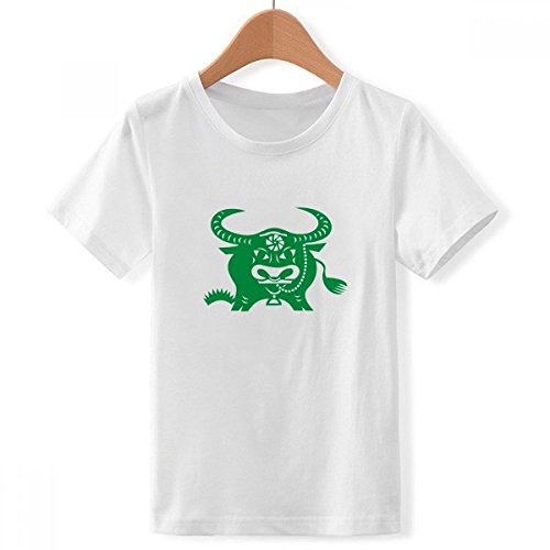 T-shirt Chine ras du cou blanc ox motif zodiac cadeau anniversaire garçon
