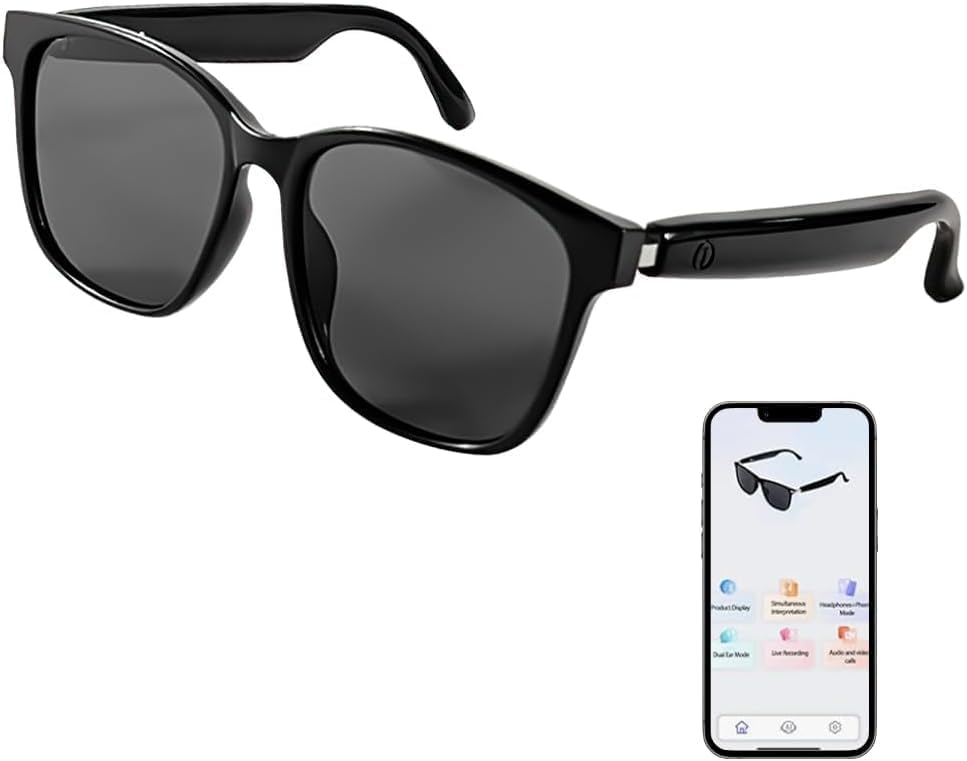 OBEST Gafas de Sol Inteligentes, Gafas con Audio Inteligente con Bluetooth, Altavoz y Micrófono Integrados, Música de Oído Abierto y Llamadas Manos Libres, para Deportes, Viajes y conducción