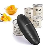 CIRCLE JOY Electric Can Opener, One-Touch Automatic Can Opening with Smooth Edges, Food Safety Handheld Battery-Operated Can Opener for Kitchen and Seniors, Black