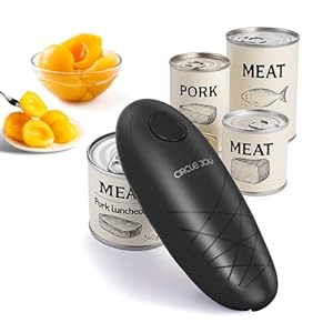 CIRCLE JOY Electric Can Opener, Can Opener Electric for Seniors with Smooth Edge, Food-Safe Automatic Can Opener Portable Battery Operated Can Openers for Almost Any Can Sizes, Black