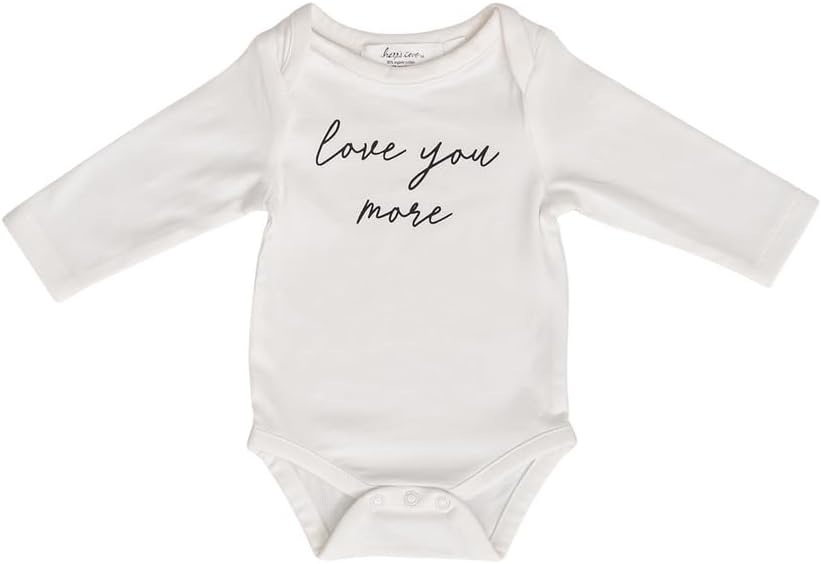 harp's cove Organic Cotton Baby Boy Girl Bodysuit - Long Sleeve Infant Onesie - Love You More