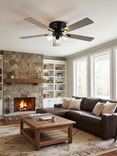 Image of 52 Inch Vintage Ceiling Fan with Light and Remote Control