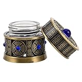 Gatuida Nachfüllbarer Metall Glas Cremebehälter im Orientalischen Design Auslaufsicher Kompakt und Reisefreundlich für Hautpflege und Unterwegs Blauer Farbverlauf