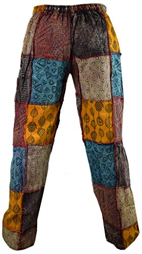 Gheri Paisley Patch Cotton Hemp Printed Casual Funky Striaght Trousers4