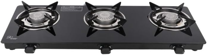 Thermador Gas cooker, 3 burners, manual ignition, 3-burner gas cooker with gas saving, aluminum burners, super elegant tempered glass, Chulha gas glass, 3 burners,