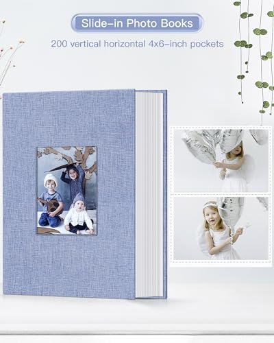 popotop Photo Album 4x6-200 Photos Photo Books with 200 Horizontal Pockets,Linen Cover Albums for Family Wedding Anniversary Baby Vacation Pictures