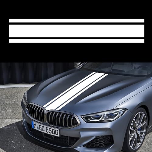 QZTYTY Car Hood Decal Sticker, Automotive Exterior Decoration Vinyl Decal, Racing Body Stripes Stickers, Auto Accessories Car Pattern S Ticker for Vehicles SUV Truck (White)