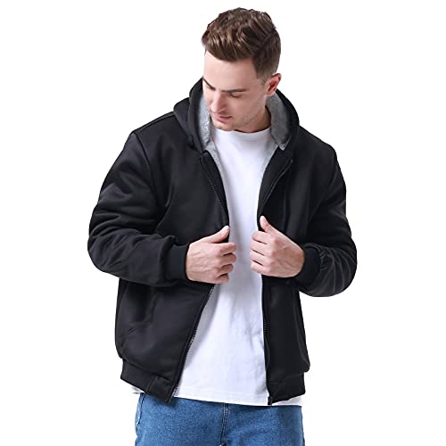 Hoodies for Men Full Zip Up Fleece Warm Jackets Thick Coats Heavyweight Sweatershirts3