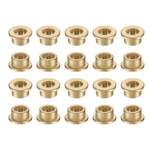 uxcell 20Pcs Flange Sleeve Bearings, 8mm Bore x 12mm OD x 8mm Length, Self-Lubricating Sintered Bronze Bushings
