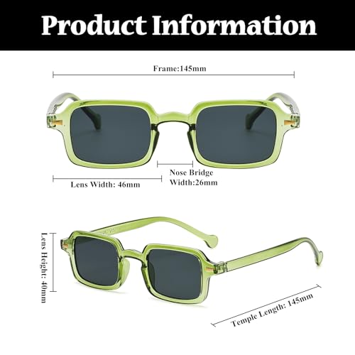 LJCZKA Retro Rectangle Sunglasses for Women Men Trendy Small Square Sunglasses 90s Vintage Sun Glasses3