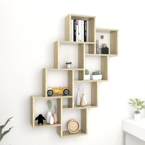 Étagère murale avec compartiments ouverts design moderne en bois - 3