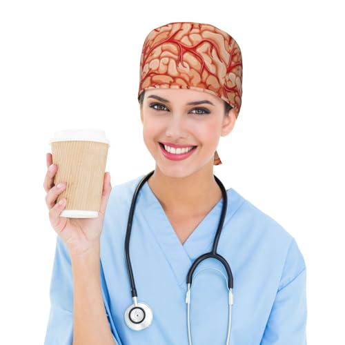 Image of Surgical Caps Men Women, Scrub Cap with Sweatband Adjustable | Tie Back Nurse Cap, Nursing Breathable Working Hat, Scrub Cap, Medical Hats