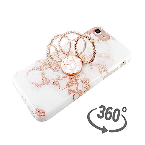 Obbii Cell Phone Ring Holder Stand Rose Pink Gold White Marble 360° Rotation Finger Kickstand Grip Loop Mount For Iphone And Other Smartphones #TOP4