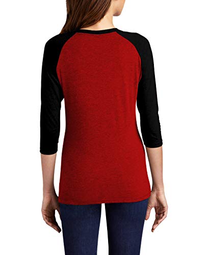 Decrum Red And Black Softball Shirts Baseball Jersey 3/4 Sleeve Raglan Shirt Women [40003024] | Red&Blk Rgln Womn, L #TOP1