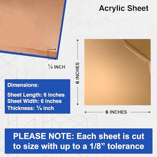 Image of Duco Clear Cast Acrylic Sheets 1 /4 inch (6mm) Thick 6 inch x 6 inch - 2 Pack of USA-Made Transparent Plexiglass Sheet - Shatter Resistant Acrylic Board for Window Replacements, Displays, Signs, & Shelving