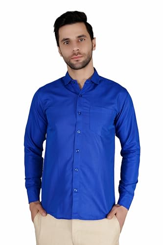 Image of Mens Slim fit Solid Casual Cotton Shirt with Spread Collar and Full Sleeves || Suitable for Office wear