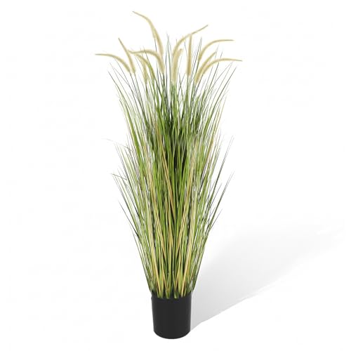 KOL Artificial 5ft Horsetail Reed Grass 59in Tall Faux Grass Plant in Pot Indoor Outdoor Artificial Greenery for Home Office Wedding & Party Decor