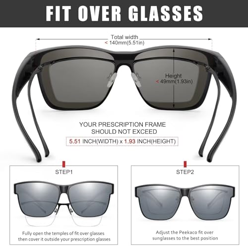 Image of Polarized Sunglasses Fit Over Glasses for Women Men | Oversized Square Sun Glasses UV400 Protection