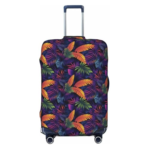 Colorful Tropical Leaves Elastic Travel Luggage Covers Dustproof Scratch-Resistant Suitcase Protector Fit 22-24 Inch