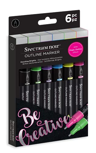 Crafters Companion Outline Markers 6PKG DAZZ Brght, Dazzling Brights