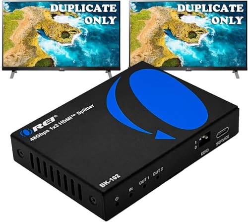 OREI 8K HDMI Splitter 1 in 2 Out, Duplicate/Mirror HDMI Signal UltraHD Supports Upto HDMI 2.1 Splitter 4K@120Hz EDID Management HDCP 2.3 - BK-102