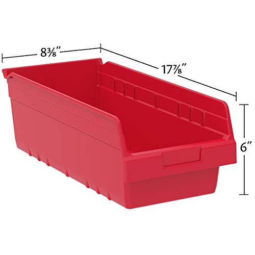 Akro-Mils 30088 Plastic Nesting Shelfmax Storage Bin Box, (18-Inch X 8-Inch X 6-Inch), Red, (8-Pack) #TOP4