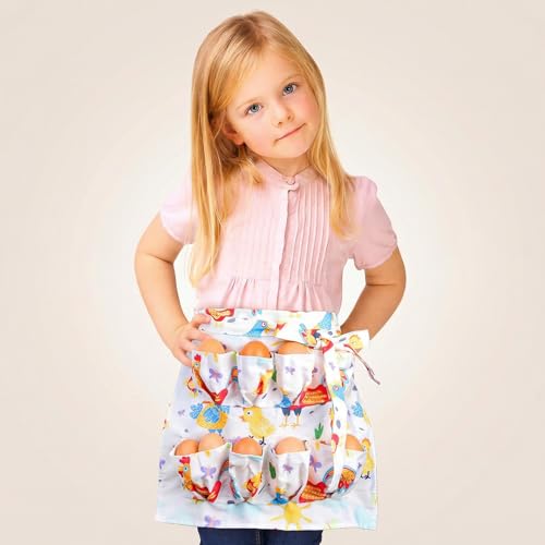 Image of Goaste Egg Collecting Apron for Kids, 8 Pockets Child Egg Holding Apron, Chicken Egg Gathering Apron, Farmhouse Egg Baskets Holder Apron for Hen Duck Goose Eggs Housewife Kitchen Parent-Child Activity