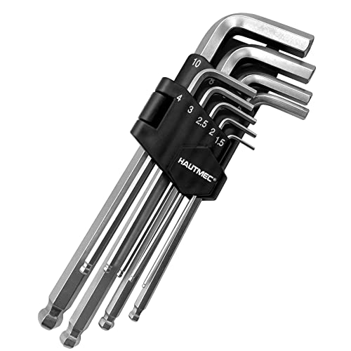 Hautmec Hex Key Allen Wrench Set, Ball End Hex Key Set, Metric L-Wrench, 9-Piece, Chrome Vanadium Steel, Industrial Grade, Strength Helping, Ht0223-Ss #TOP28