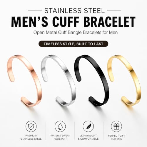 Pulsera de hombre de acero inoxidable abierta miniatura 2