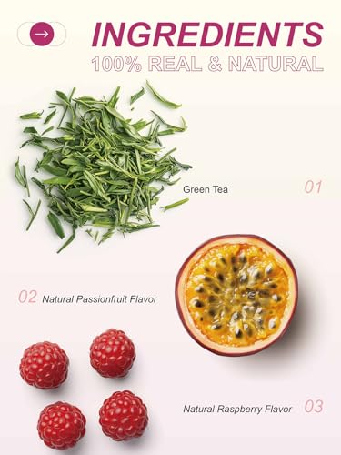 Image of TeeLux Passion Fruit Raspberry Green Tea Bags, Aromatic & Refreshing, 100ct