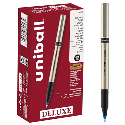 Stylo roller waterproof à encre bleue fluide anti-bavure pointe fine x12