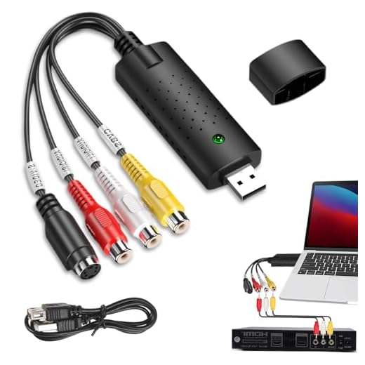 USB 2.0 Audio Video Grabber Konverter USB Video Grabber Video Audio Wandler Video Capture Adapter Analog Digital Wandler Video mit Adapter für VHS/VCR/TV zu DVD für Windows11/10/8/7/Mac, Schwarz