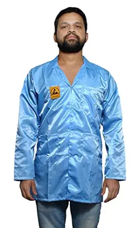Otovon ESD Anti Static Blue Apron - Cleanroom Lab Coat - Unisex, Size - XL