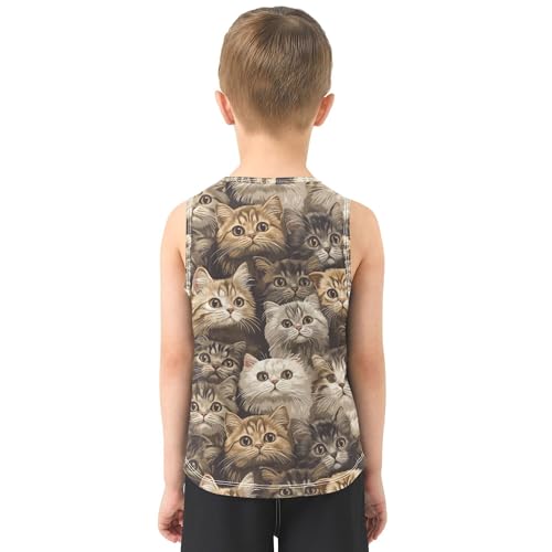 Children Tank Top Quick-Dry Toddler Sleeveless Crewneck T-Shirts Lightweight Loose Comfy Clothes 3-15T3