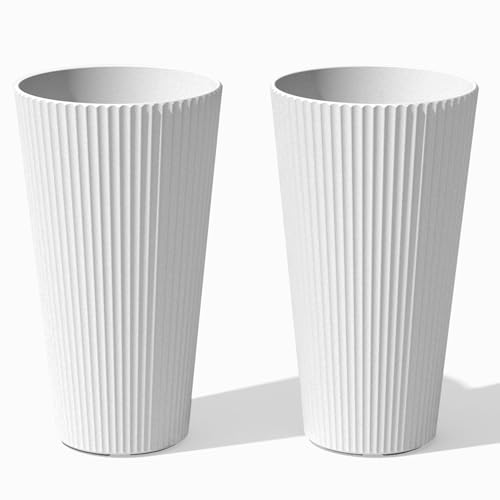 Image of Veradek Demi Series Tall Planter - Tall Tapered Outdoor Planter with Shelf