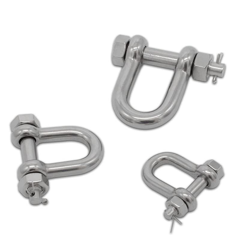 10PCS/LOT 304 Stainless steel M8 Heavy Duty DEE Shackle With Nut & Safty Pin Steel Buckle Bolt Anchor Safty DEE Shackle - (Specification: M8)