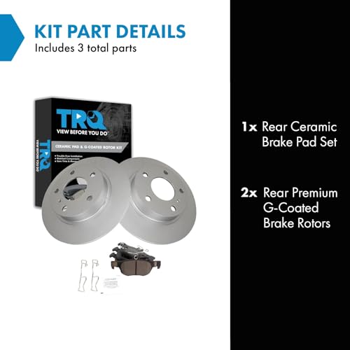 Image of TRQ Rear Brake Pad and Rotor Set Ceramic Coated Rotors Compatible with 2019-2021 Mazda 3 2020-2021 CX-3 CX-30