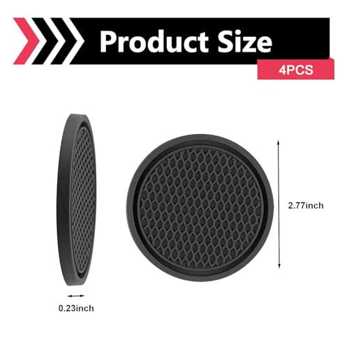 Set de 4 posavasos para autos de PVC negro flexible miniatura 2