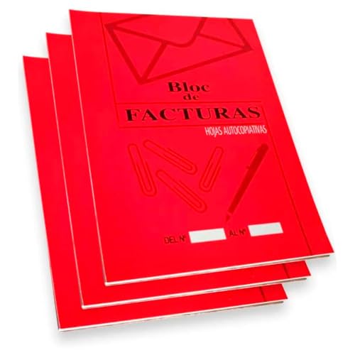 Tradineur - Pack de 3 Bloc de facturas ¼ - Registro de venta, gastos, inversión y factura recibidas. - Ideal para la gestión de la tienda - 20,7 x 14,7 cm