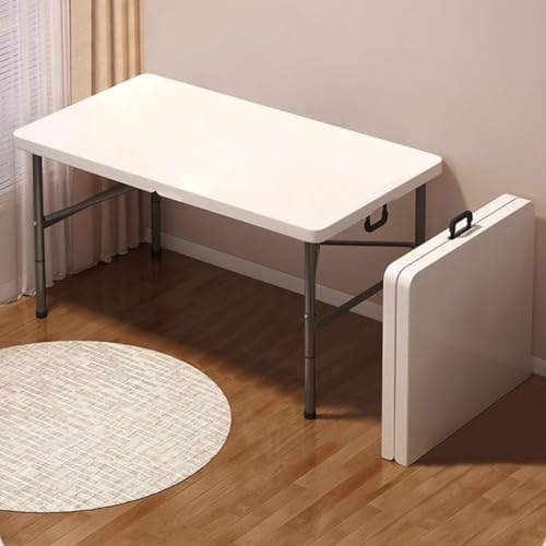 Adjustable Folding Rectangle Picnic Table - Lightweight Portable Metal Camping Table with Heavy Duty Carbon Steel Legs - Ideal for Outdoor Dining, BBQs, and Parties - White