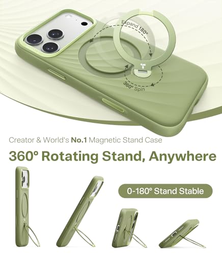 Image of TORRAS Q3 Wind for iPhone 17 Pro Case Silicone, 360 Magnetic Stand, Fit for MagSafe, Camera Control, Safe Soft Elegant Phone Case for iPhone 17 Pro 6.3'', Sage Green