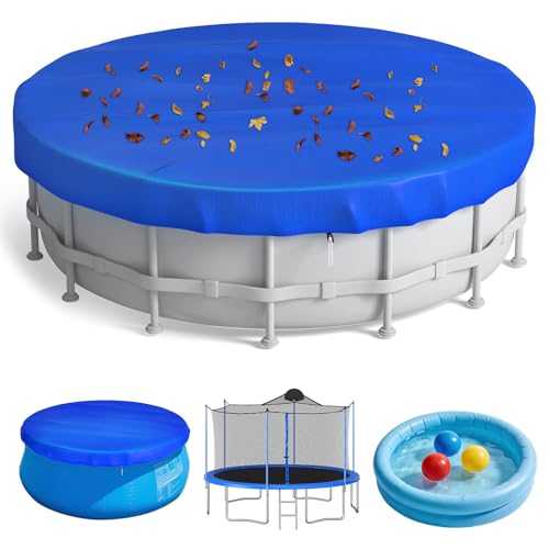 15ft Pool Cover Swimming Pool Cover 15 Ft Round Waterproof 520cm Protective Cover for Swimming Pools & Trampolines Pading Pool Cover 15 FT Fit for Above Ground Pools Round 15FT Pool Covers