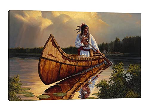 Guttaty Native Indian Canvas Wall Art, Native American Canvas Wall Art, Native American Art Prints, Native Indian Men Colorful Pictures For Living Room Bedroom Hallway Ready To Hang 12X18 Inches #TOP17