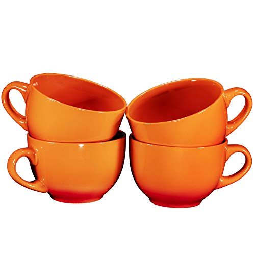 Bruntmor 24 Oz Jumbo Coffee Mug Set Of 4, Cute 24 Ounce Ceramic Mugcup Set In Orange Color, Best Coffee Mug For Your Christmas, Birthday Gift, Or Diy Decoration #TOP5
