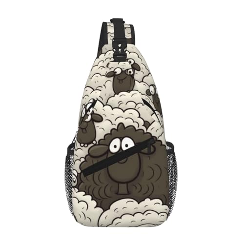 Bolso bandolera negro con diseño de oveja para senderismo