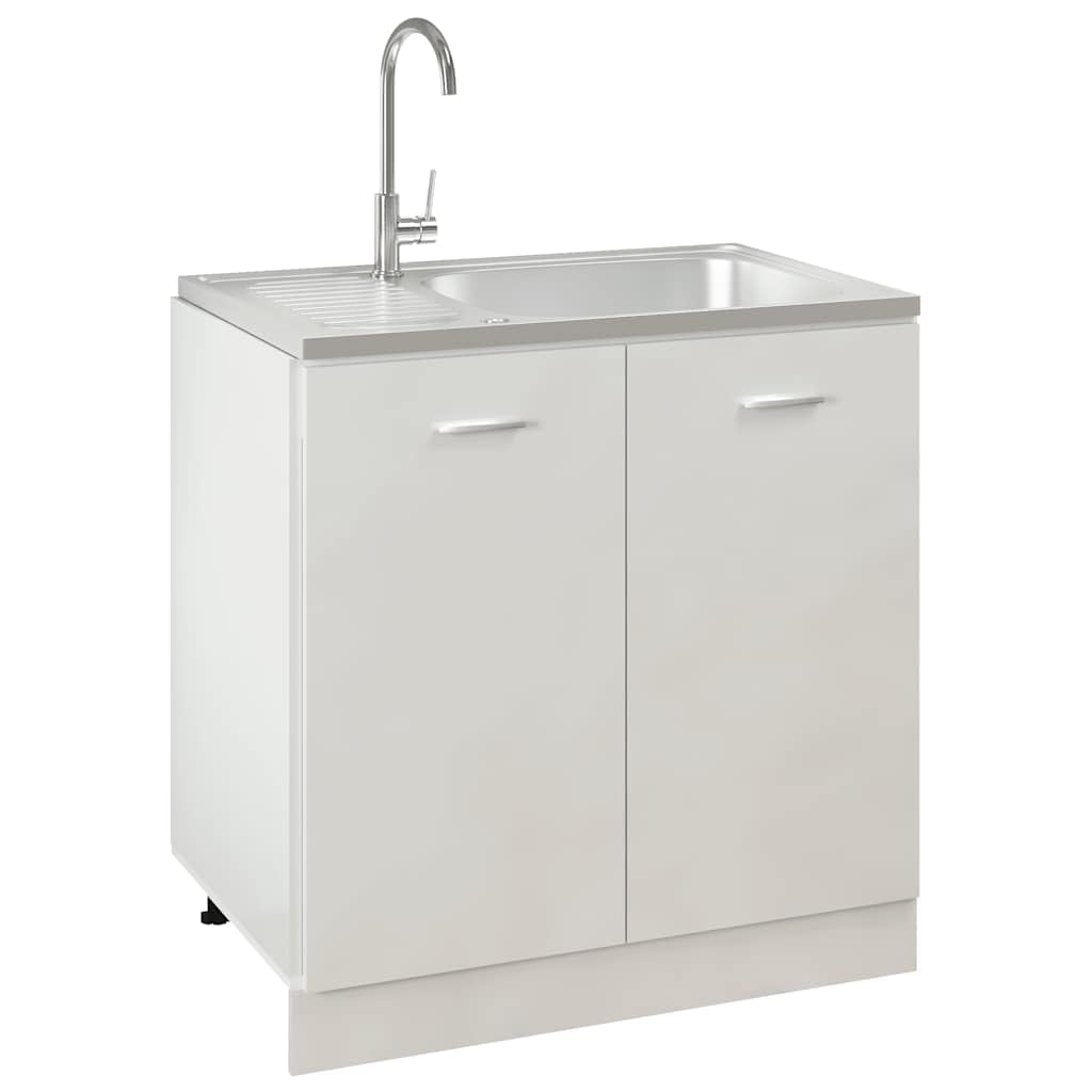 vidaXL Fregadero de Cocina con Escurridor, Pila Encima de Armario, Pileta de Cocina Superior, Lavabo Decorativo para Hogar, Acero INOX