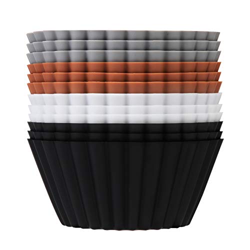 SARTNP Silicone Cupcake Baking Cups 12 Pack, with Storage Bag, Reusable Jumbo Size Heavy Duty Cupcake Liners Muffins Cups, Non-stick Easy to Clean Silicone Baking Cups, 4 Designer Colors
