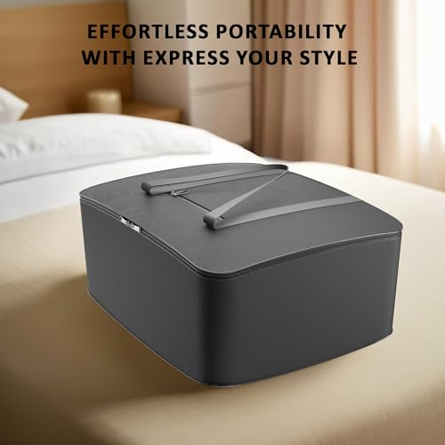 Image of Kuber Industries Storage Bag | Clothes Storage Bag | Rexine Underbed Storage Bag | Wardrobe Organizer For Blanket-Comforters | Foldable Attachi Bag With Handle | Large | Grey, 47 Cm