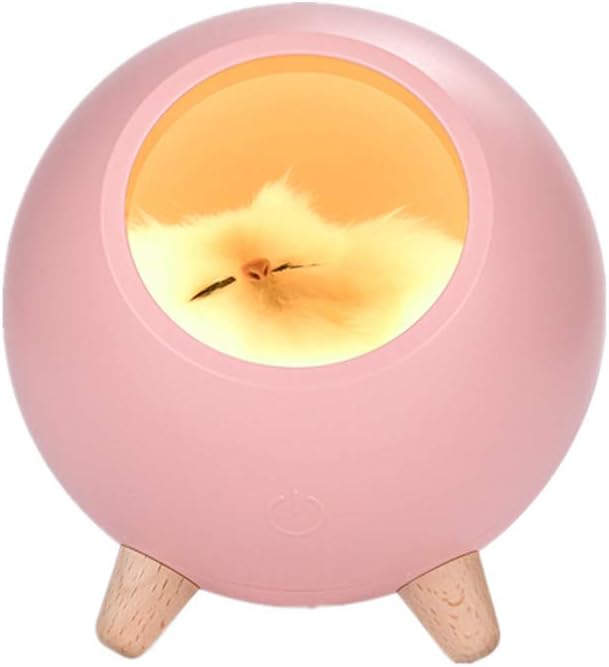 Fantes Creative Little Cat Pet House Night Light Kitten Bedside Sleeping Nursery Light USB Rechargeable Touch Dimmable Atmosphere Light for Baby Child Birthday Party Gift Home Decor (Pink, Cat)